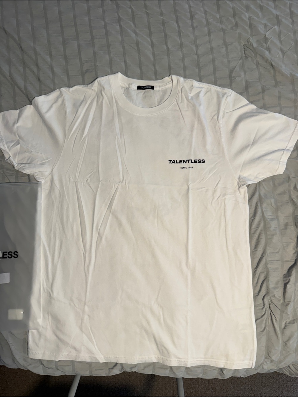 TALENTLESS White Minimal Logo Crewneck Tee